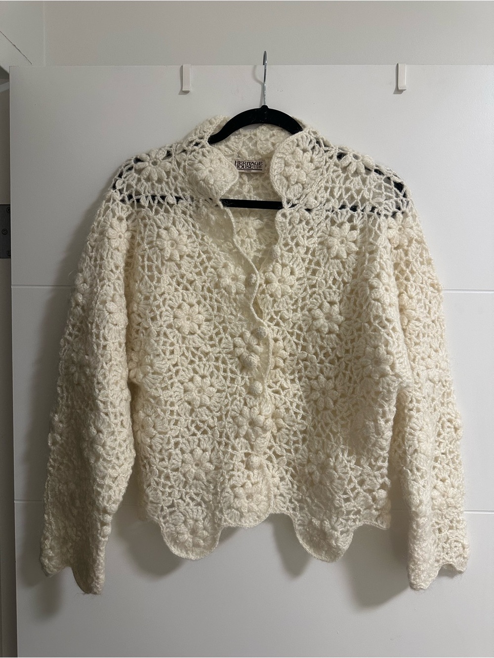 Vintage Heritage House Cream Floral Crochet Cardigan